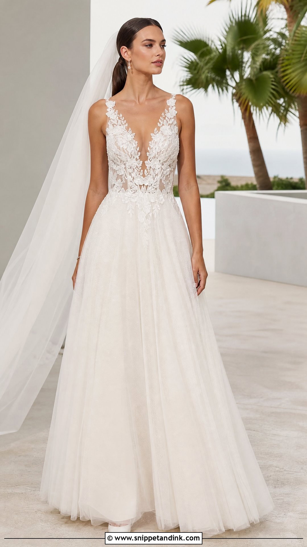 Mira Zwillinger Plunging V Neck Wedding Dress - Snippet and Ink - 20 Mira Zwillinger Wedding Dress Ideas