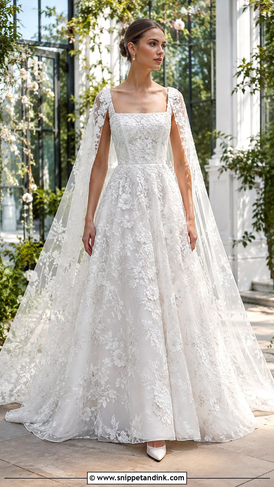 Mira Zwillinger Square Neck Floral Wedding Dress - Snippet and Ink - 20 Mira Zwillinger Wedding Dress Ideas