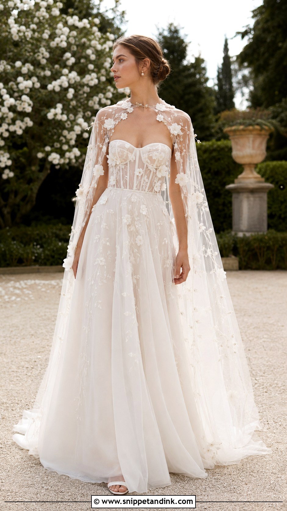 Mira Zwillinger Wedding Dress With Floral Cape - Snippet and Ink - 20 Mira Zwillinger Wedding Dress Ideas