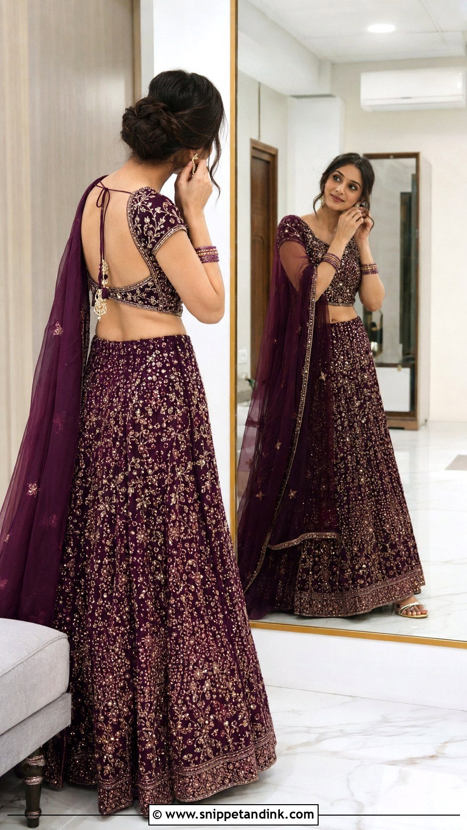 Mirror Reflection Lengha Pose - Snippet and Ink - 20 Lengha Pose Ideas