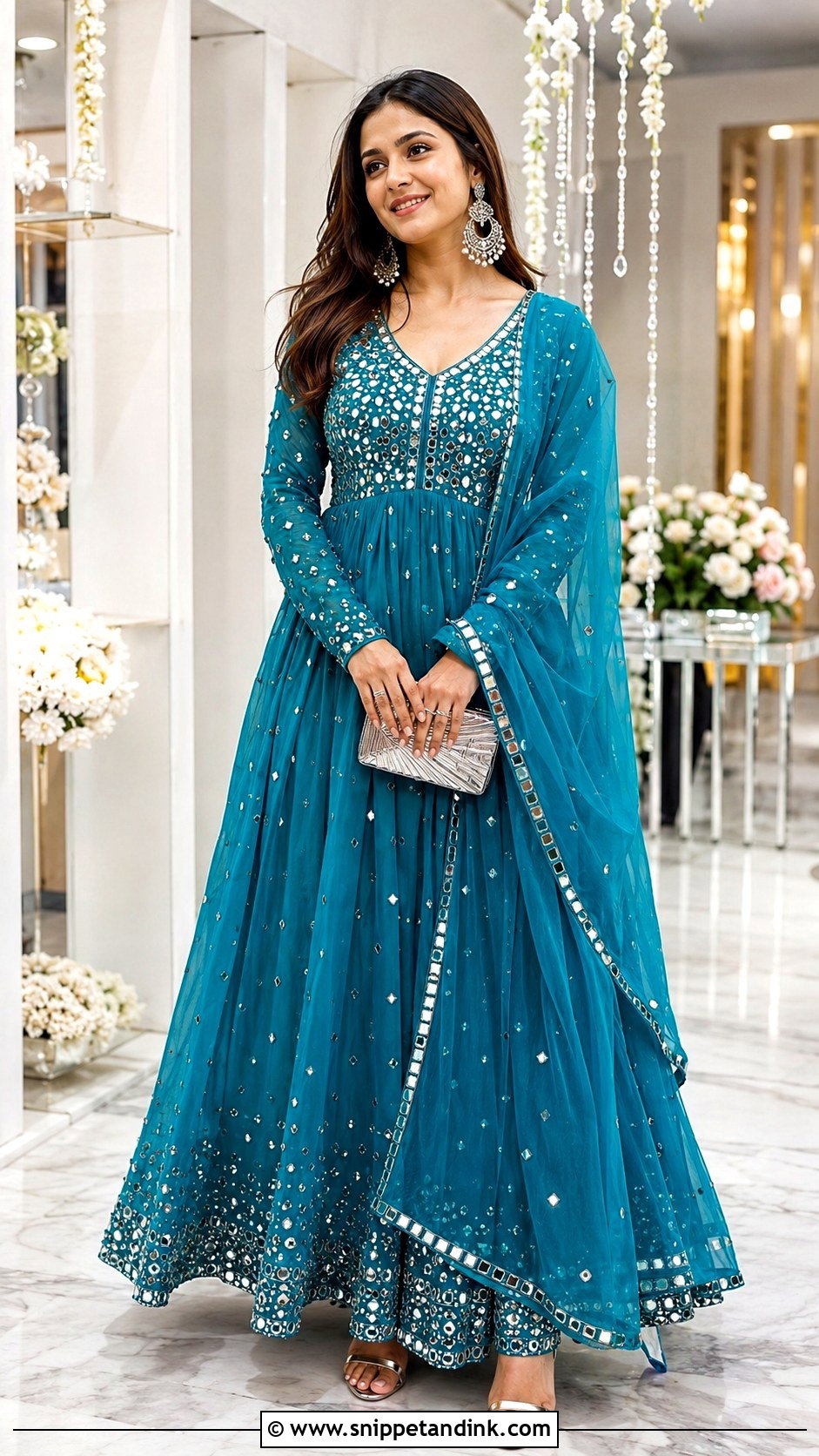 Mirror Work Anarkali Dress - Snippet and Ink - 20 Grand Anarkali Dress Ideas