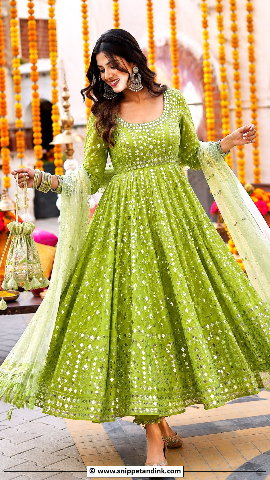 Mirror Work Anarkali Dress for Wedding - Snippet and Ink - 30 Anarkali Dress for Wedding Ideas
