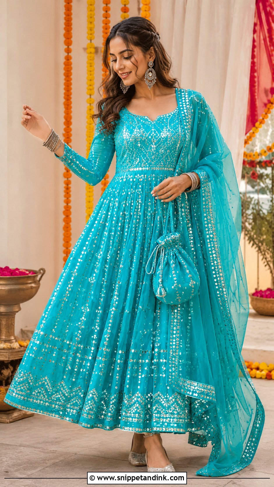 Mirror Work Anarkali Dress - Snippet and Ink - 25 Wedding Anarkali Dress Ideas