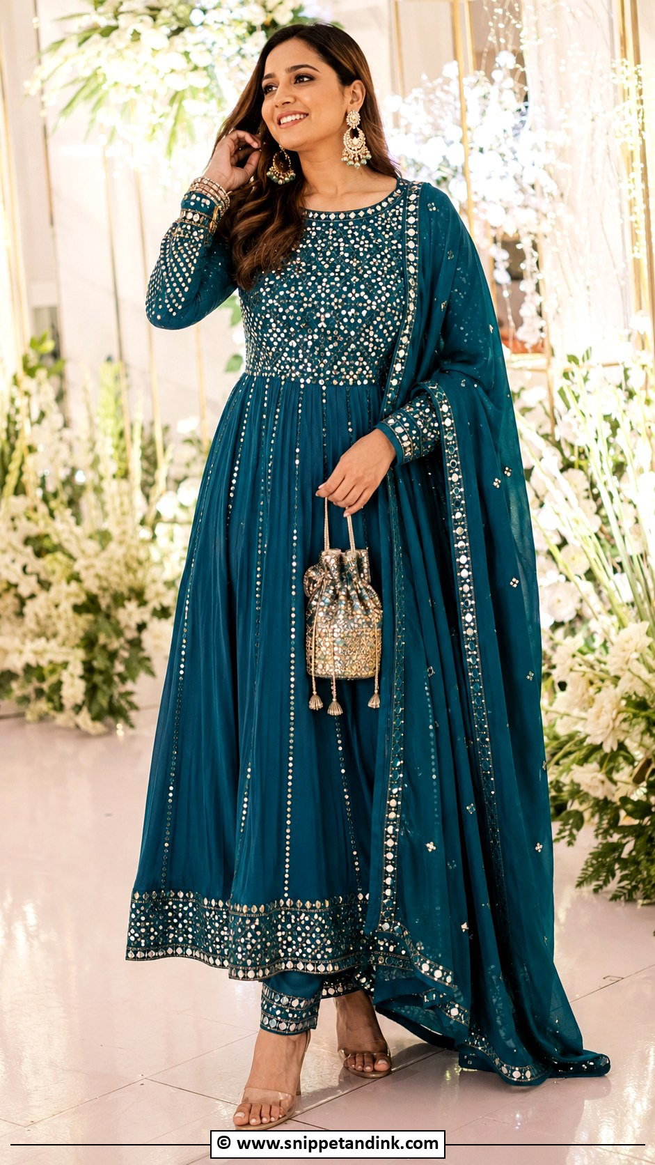Mirror Work Anarkali Wedding Suit - Snippet and Ink - 25 Heavy Anarkali Wedding Suits