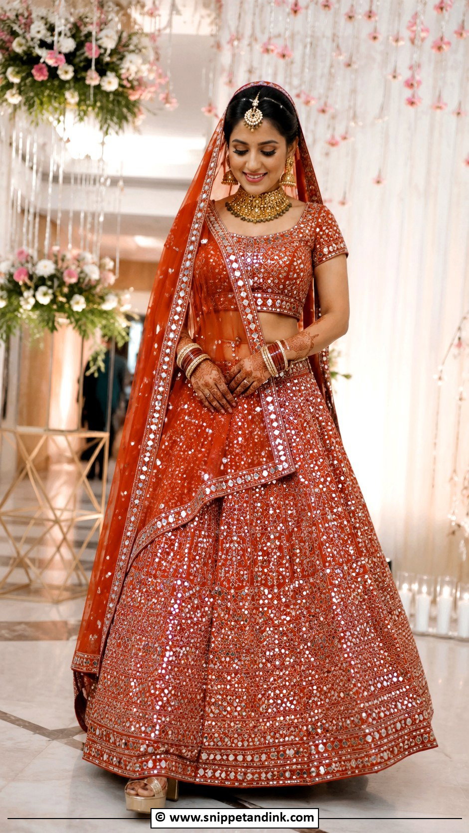 Mirror Work Barat Bride Lehenga - Snippet and Ink - 30 Barat Bride Ideas