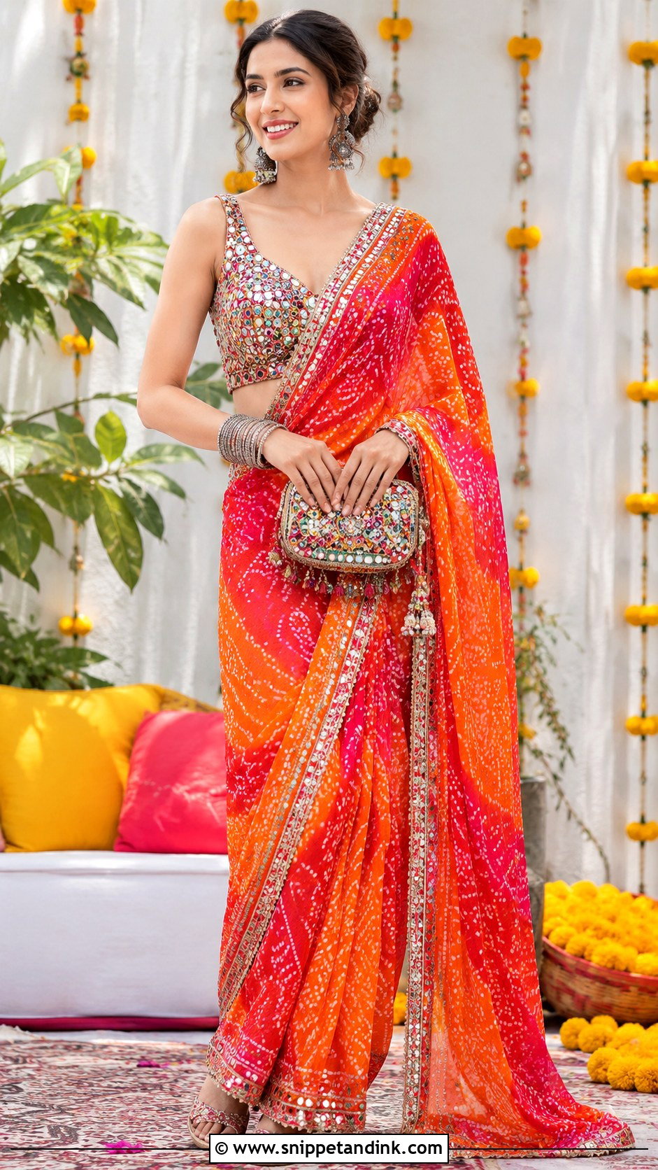 Mirror Work Blouse With Wedding Saree - Snippet and Ink - 25 Traditional Blouse Designs Weddings