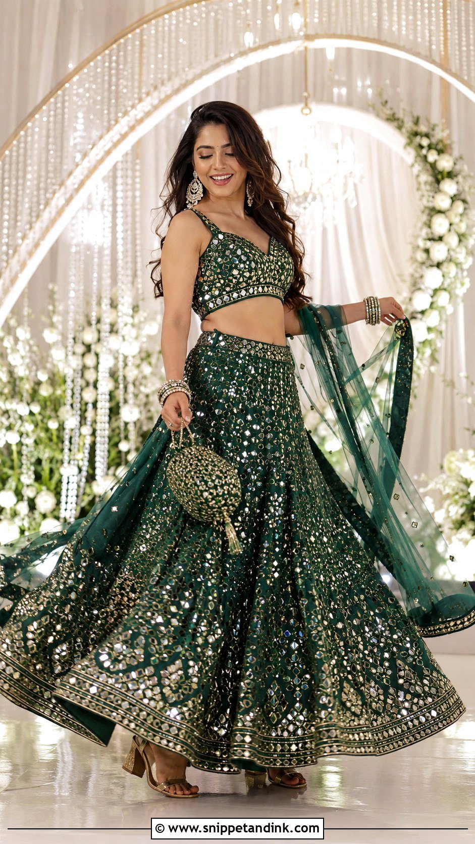 Mirror Work Bollywood Sangeet Lehenga - Snippet and Ink - 20 Bollywood Wedding Outfit Ideas