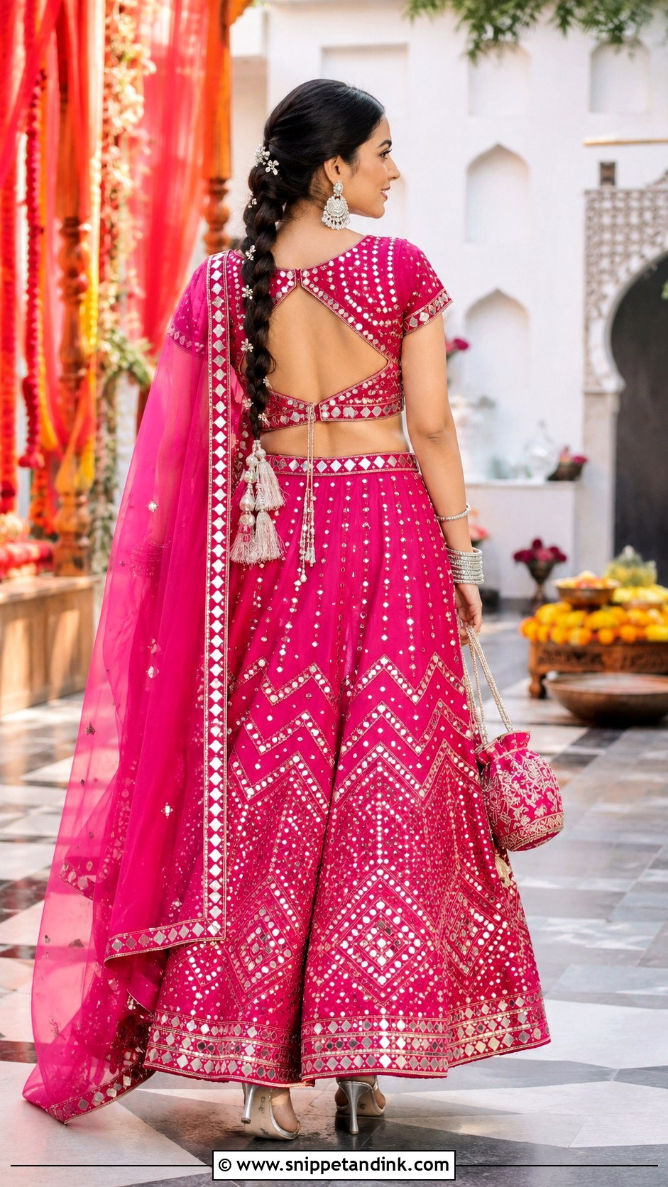 Mirror Work Bridal Blouse Back - Snippet and Ink - 20 Bridal Blouse Back Designs