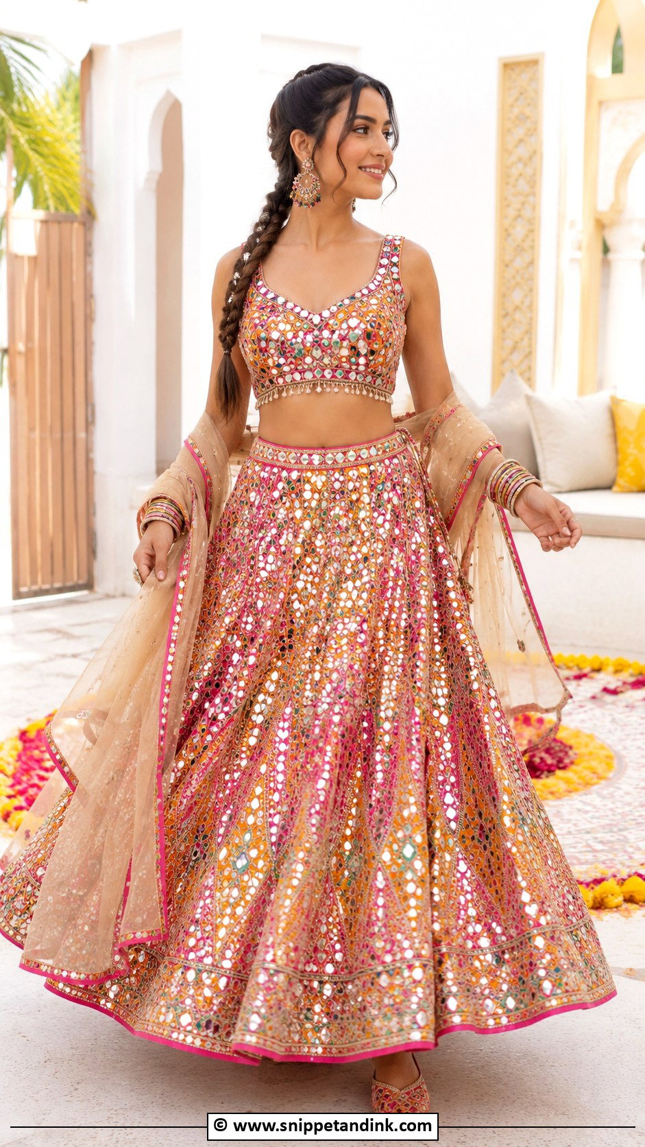Mirror Work Bridal Blouse With Lehenga - Snippet and Ink - 30 Bride Blouse Designs