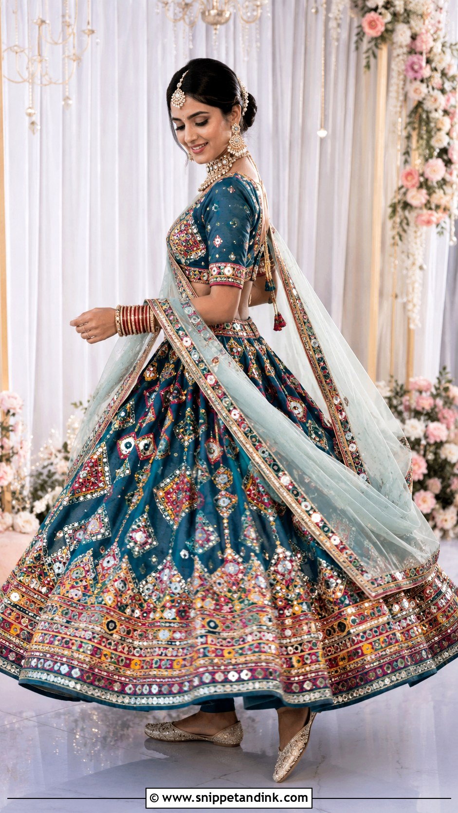 Mirror Work Bridal Chaniya Choli - Snippet and Ink - 20 Bridal Chaniya Choli Ideas