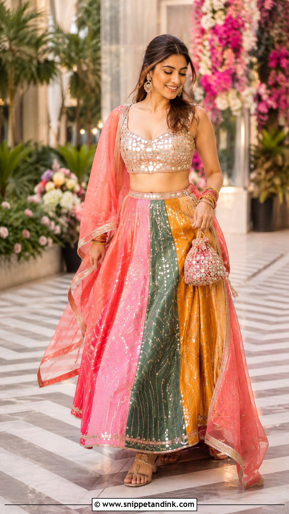 Mirror Work Bridal Choli With Multicolor Lehenga - Snippet and Ink - 20 Bridal Choli Designs