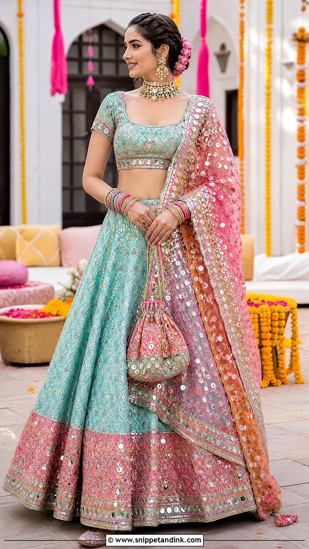 Mirror Work Bridal Dupatta - Snippet and Ink - 20 Bridal Duppata Design Ideas