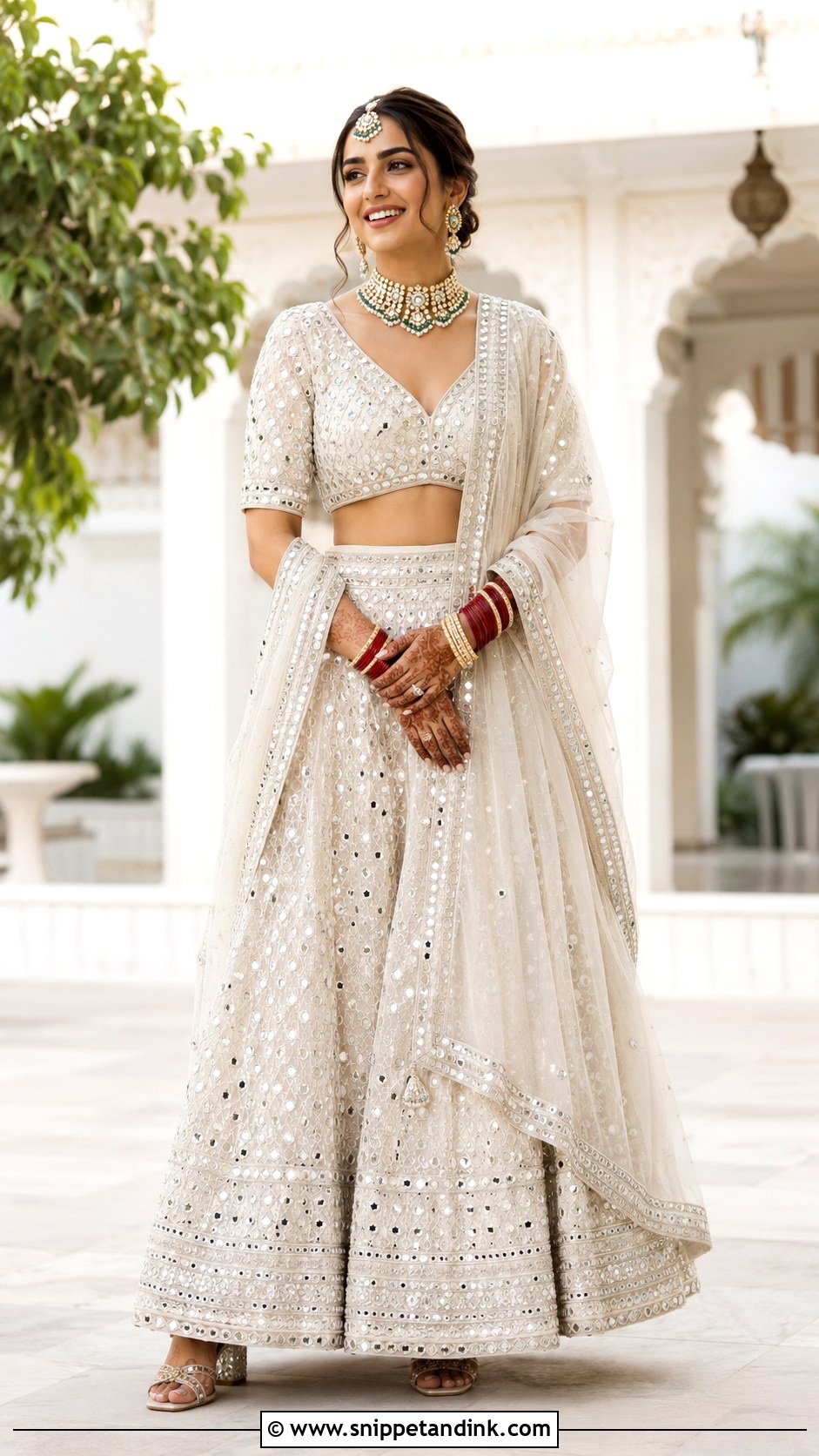 Mirror Work Bridal Lehenga Look - Snippet and Ink - 25 Indian Bridal Outfits Wedding Day