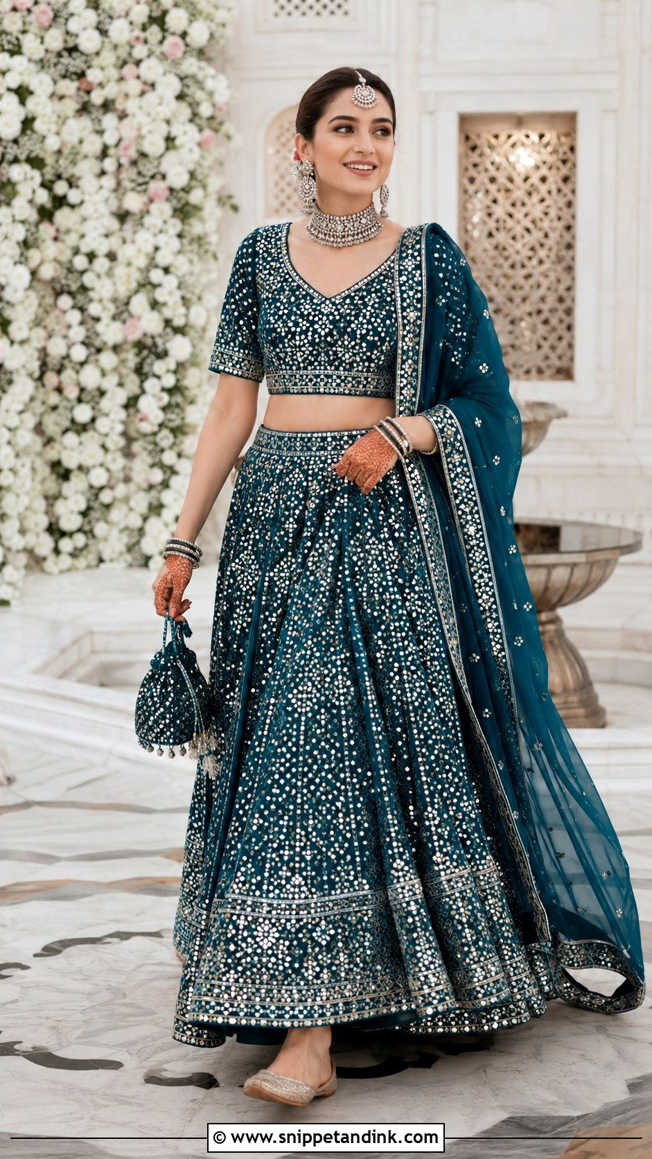 Mirror Work Bridal Lehenga - Snippet and Ink - 20 Bride Lahenga Design Ideas