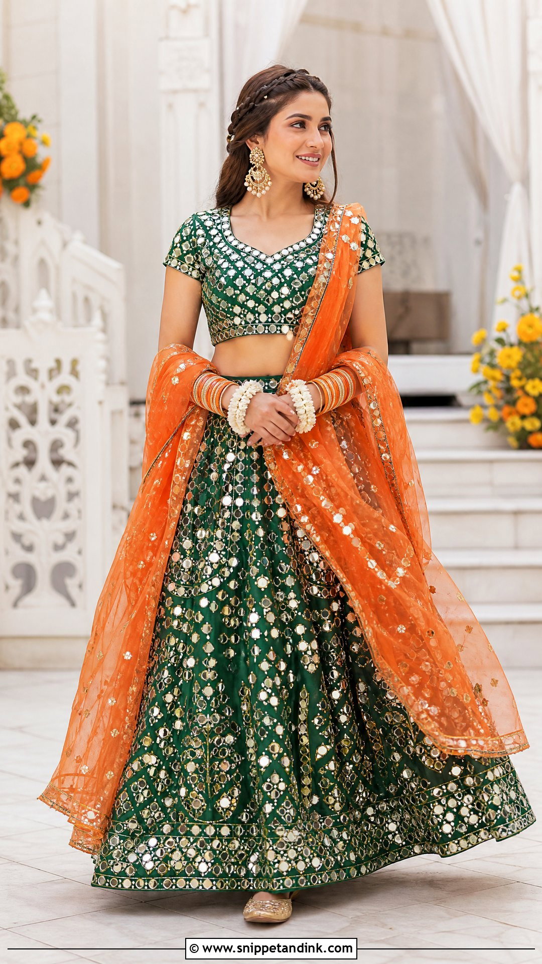 Mirror Work Bridal Mehandi Dress - Snippet and Ink - 20 Pakistani Mehandi Dresses for Brides