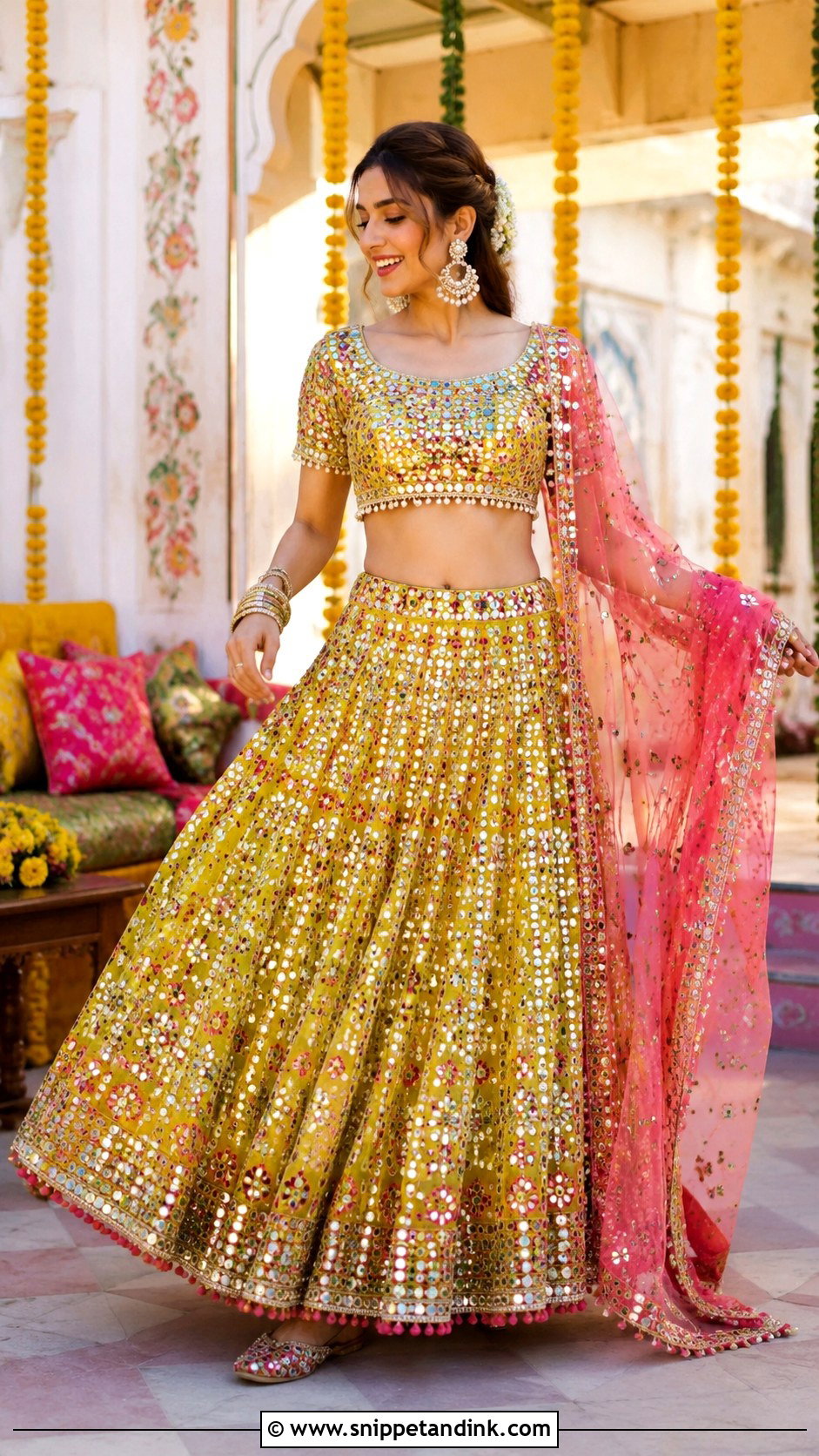 Mirror Work Bridal Mehndi Dress - Snippet and Ink - 25 Bridal Mehndi Dresses
