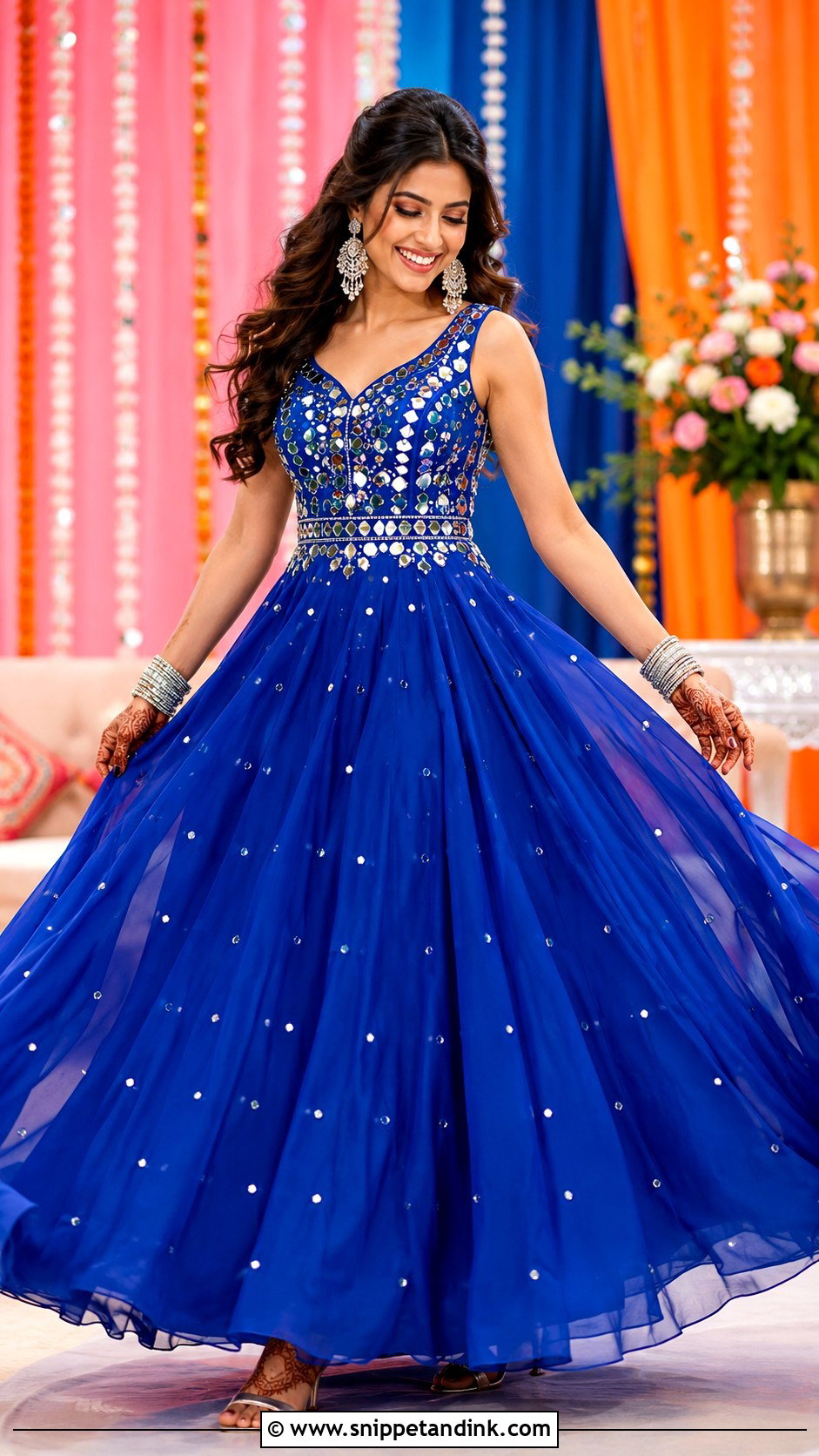 Mirror Work Bridal Sangeet Gown - Snippet and Ink - 25 Bridal Sangeet Outfit Gown Ideas