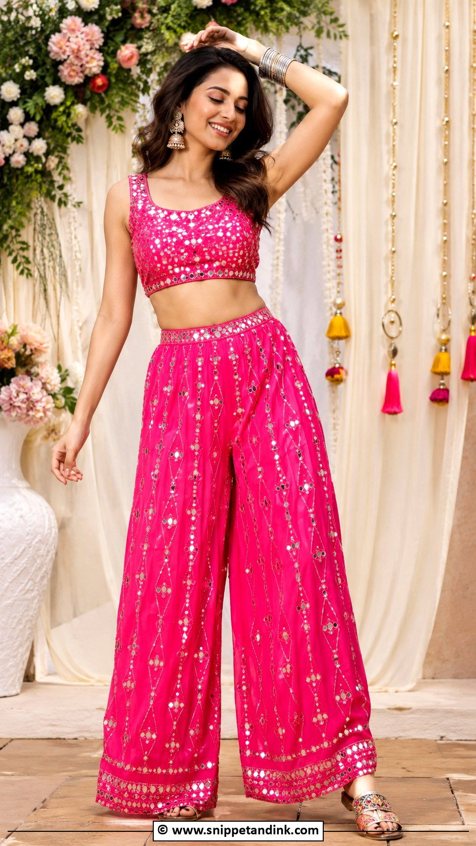 Mirror Work Co Ord Set For Mehendi - Snippet and Ink - 30 Mehendi Dress Ideas