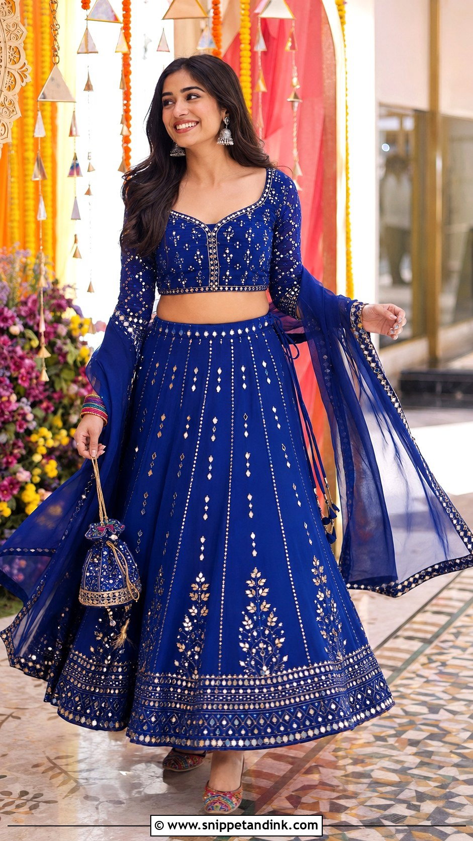 Mirror Work Desi Lehenga Outfit for Wedding - Snippet and Ink - 20 Desi Outfits for Wedding