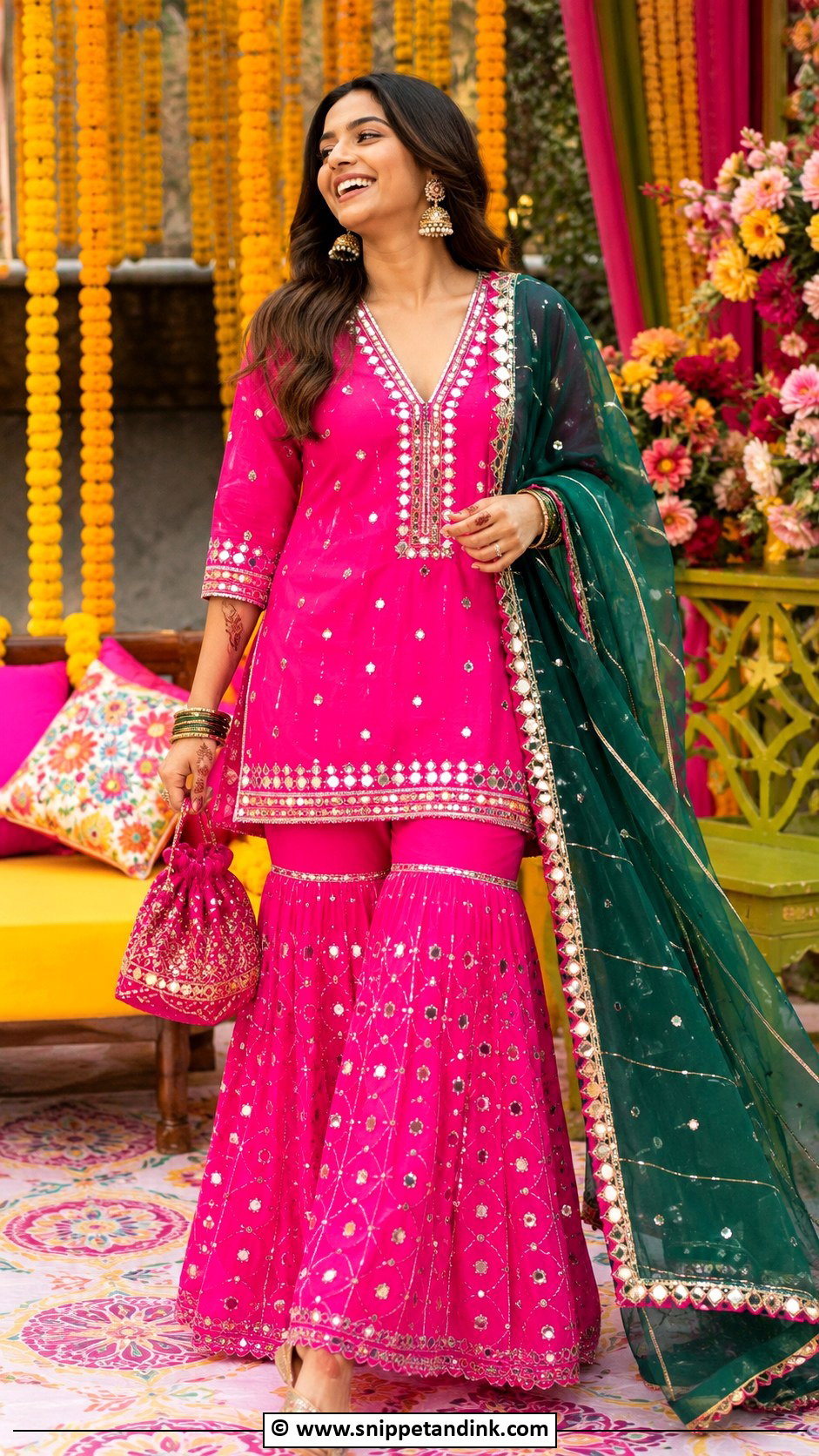 Mirror Work Gharara Dress - Snippet and Ink - 25 Grara Dress Pakistani Wedding Ideas