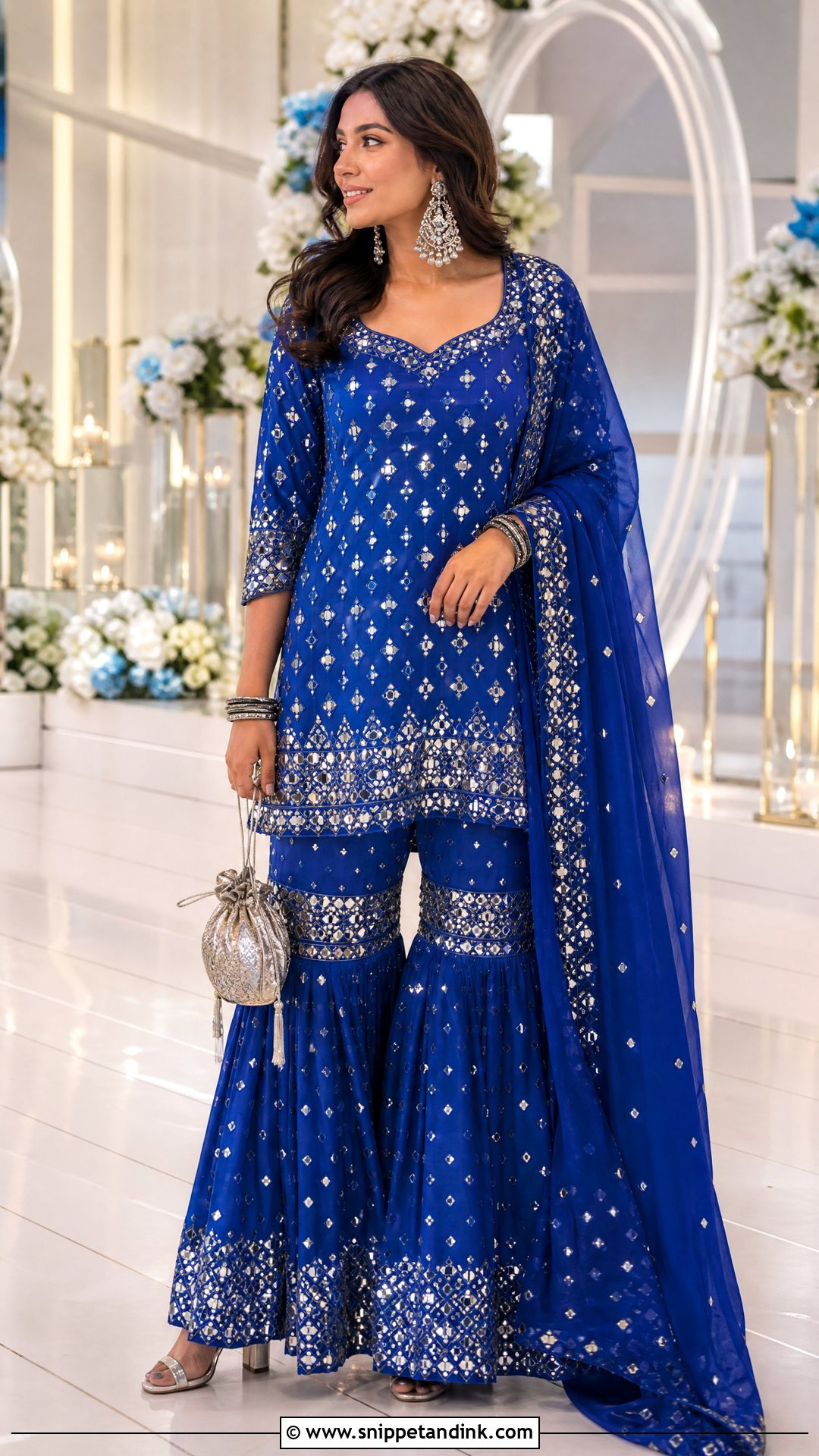 Mirror Work Gharara Sangeet Outfit - Snippet and Ink - 20 Pre Wedding Traditional Outfits