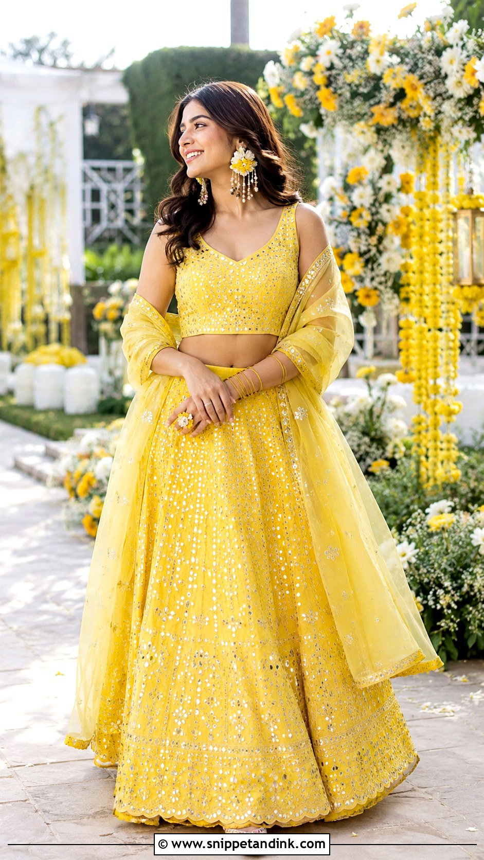 Mirror Work Haldi Lehenga Outfit - Snippet and Ink - 25 Trending Haldi Outfits for Bride