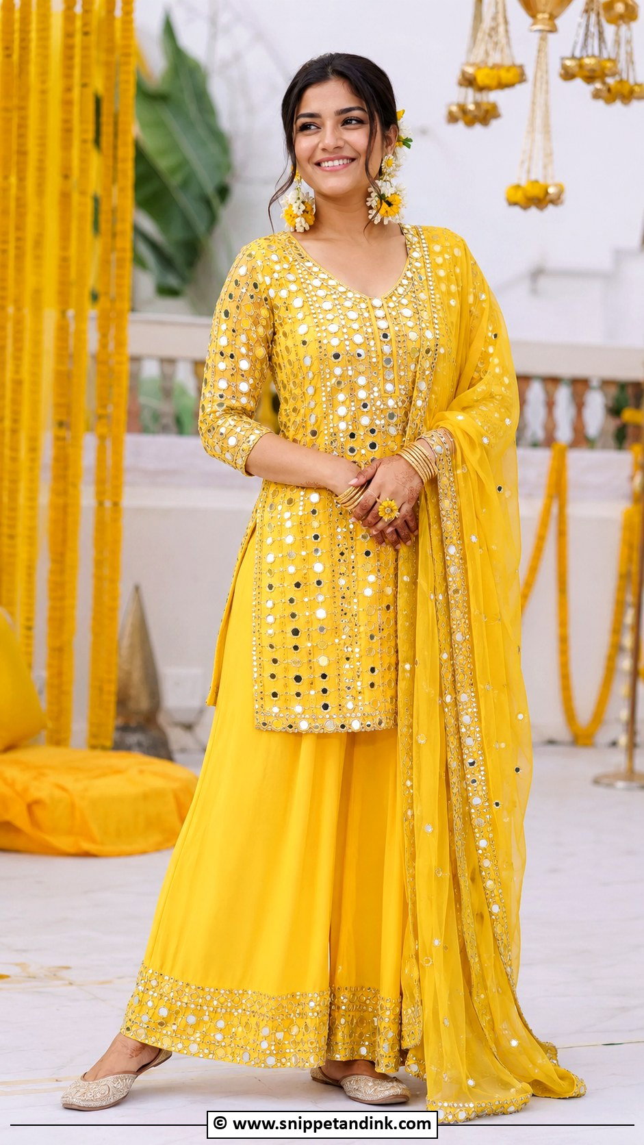 Mirror Work Haldi Outfit - Snippet and Ink - 30 Haldi Outfits for Women