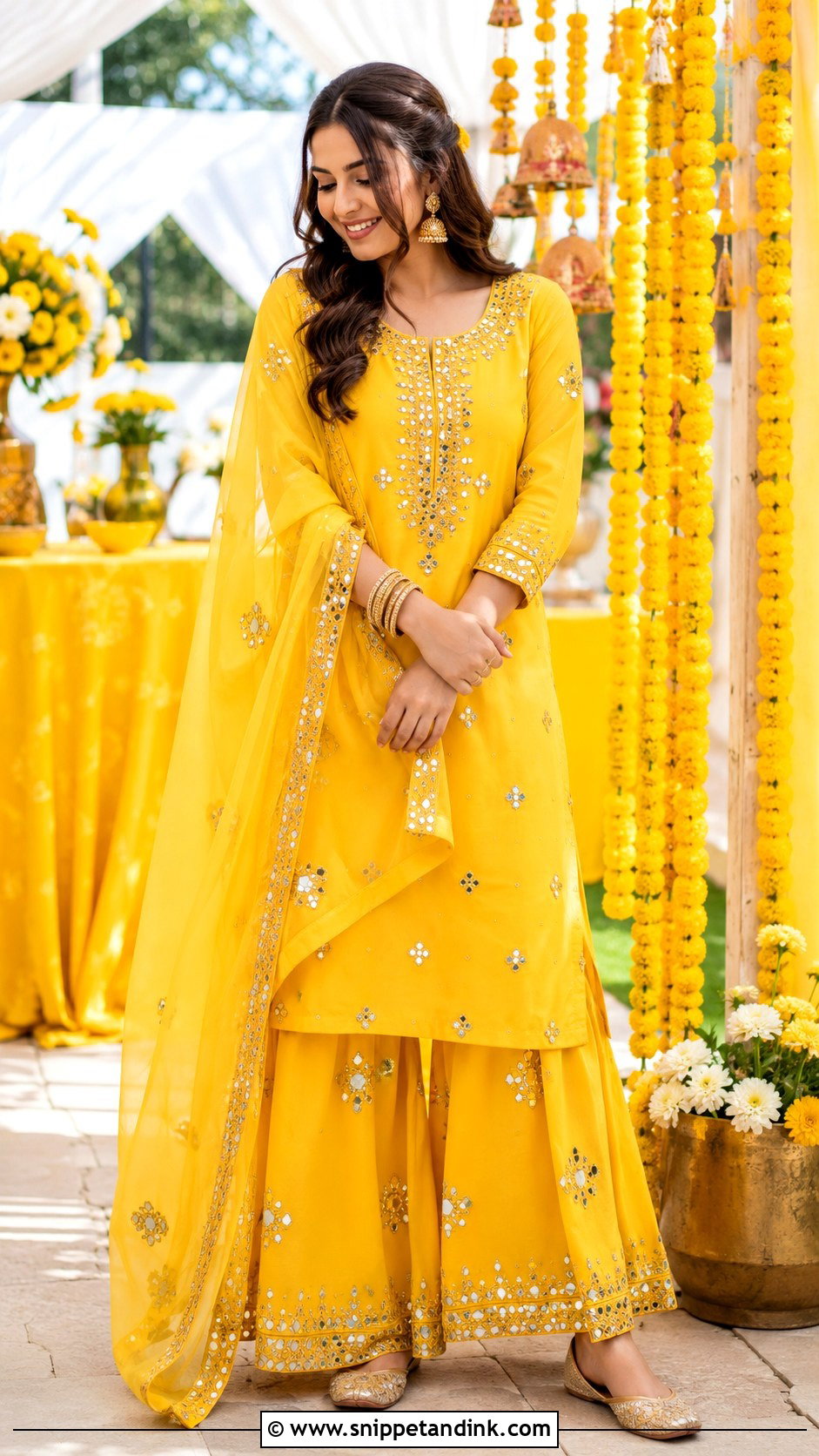 Mirror Work Haldi Suit - Snippet and Ink - 25 Haldi Suit Ideas