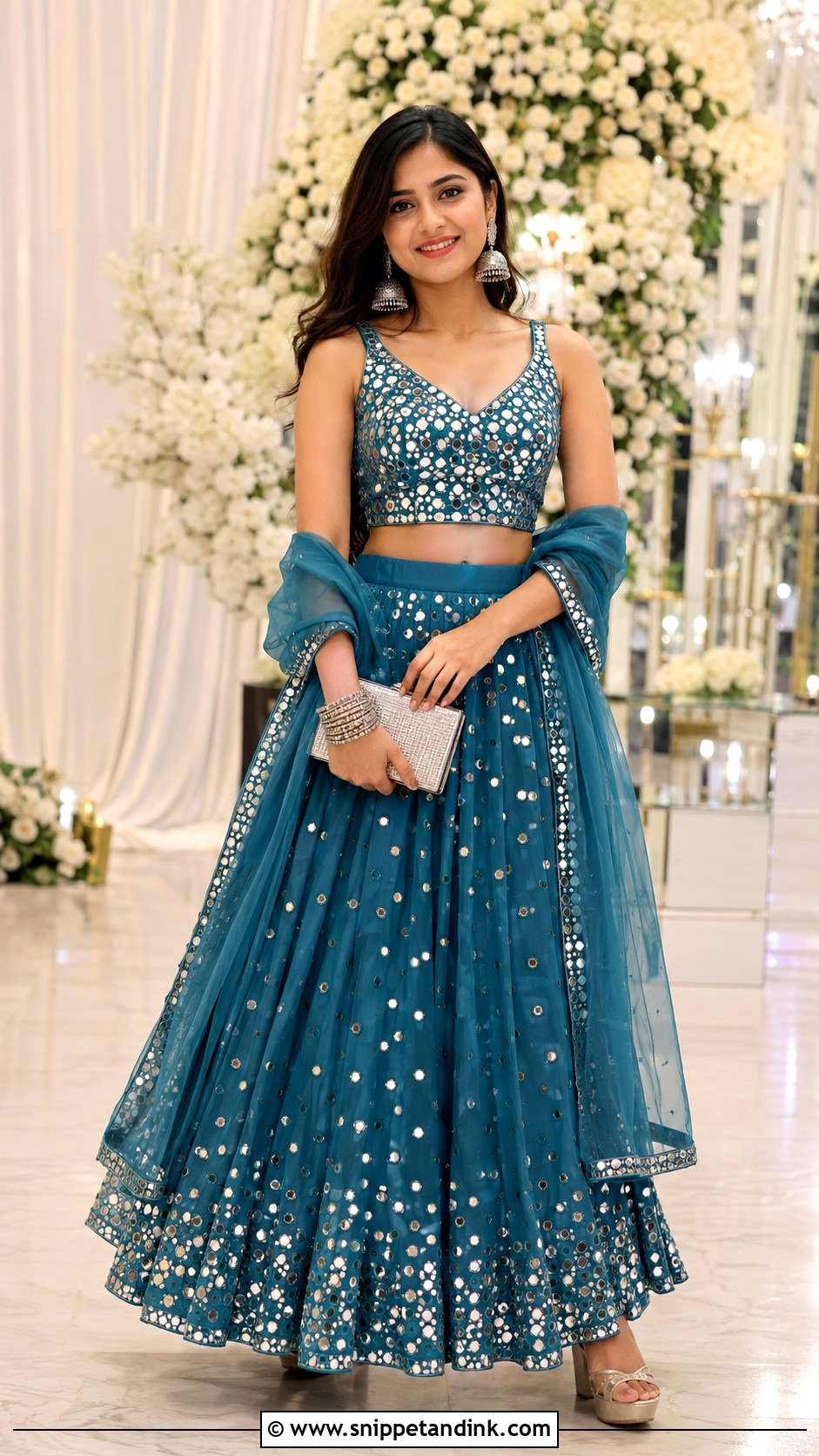 Mirror Work Indian Skirt Top Wedding Outfit - Snippet and Ink - 20 Indian Skirt Top Wedding Outfit Ideas
