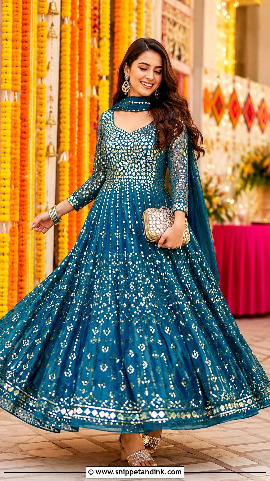 Mirror Work Indian Wedding Gown - Snippet and Ink - 30 Indian Wedding Gowns