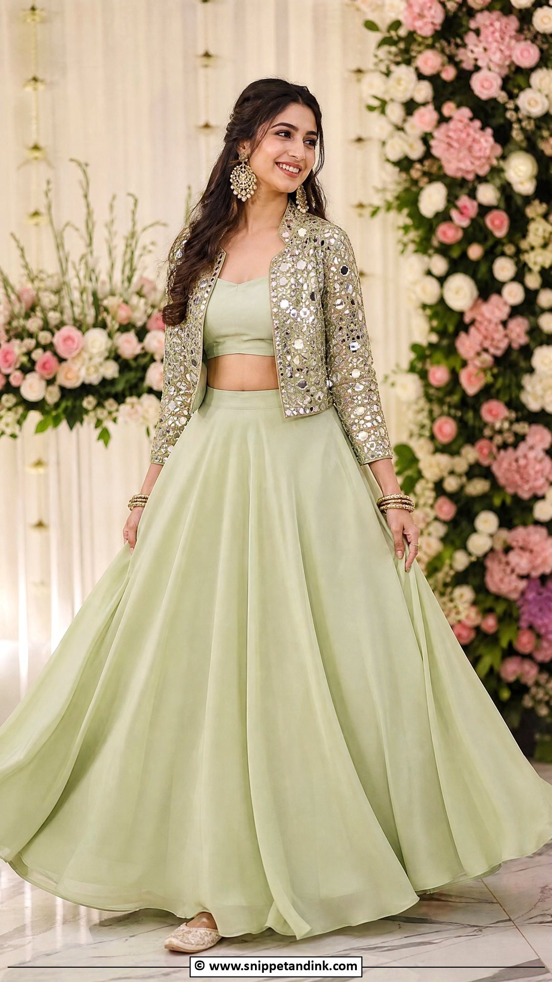 Mirror Work Jacket With Lehenga - Snippet and Ink - 35 Mehndi Dress Ideas