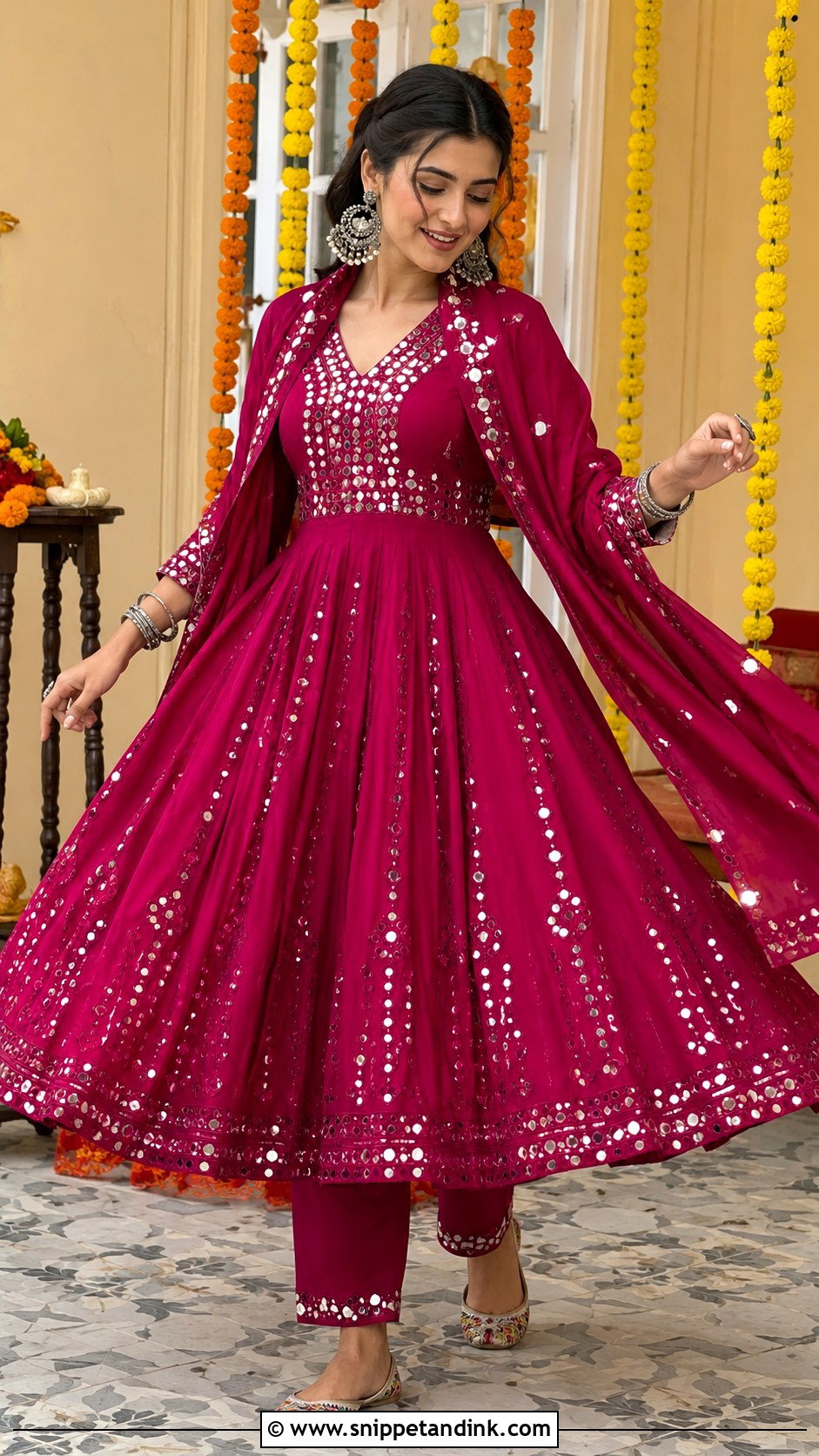 Mirror Work Kaliyan Wala Frock Suit - Snippet and Ink - 25 Kaliyan Wala Frock Suit Ideas
