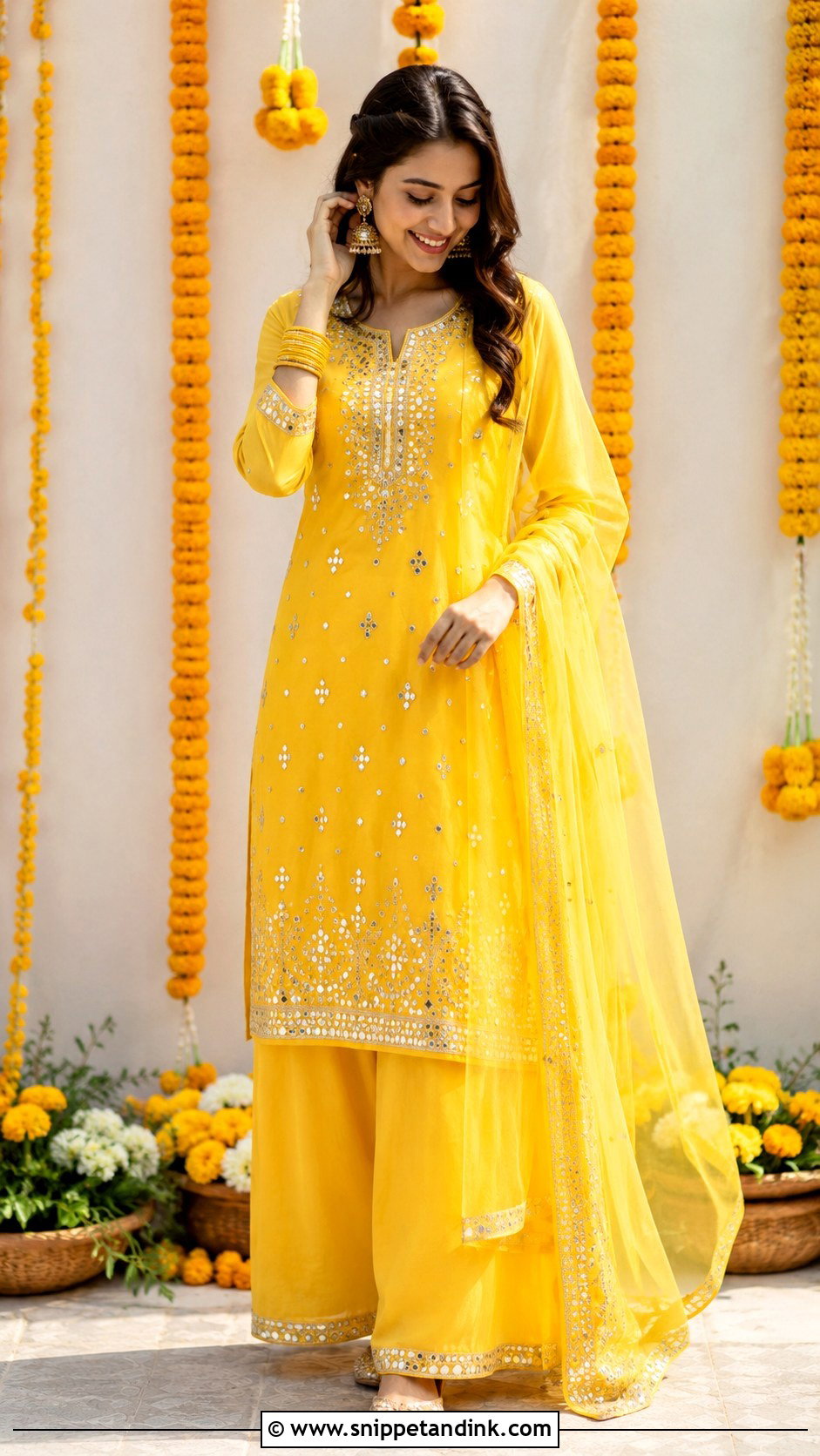 Mirror Work Kurta Set For Bride Sister - Snippet and Ink - 30 Haldi Outfit for Bride Sister Ideas