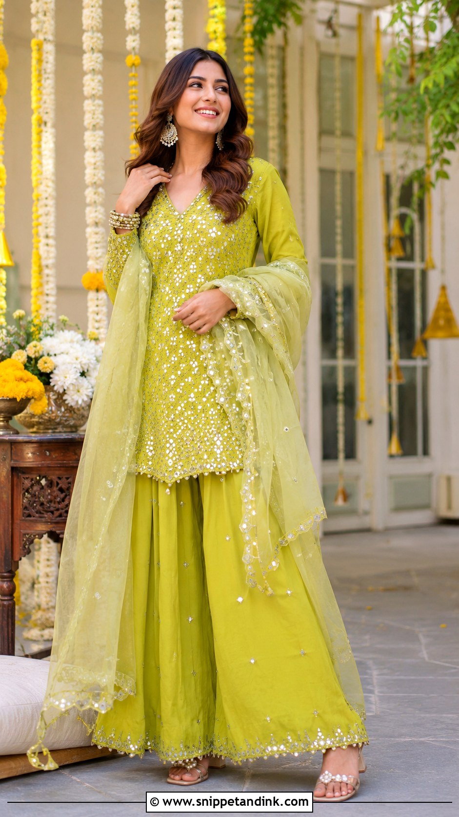 Mirror Work Kurta Set For Bride Sister - Snippet and Ink - 25 Mehndi Dresses for Bride Sister