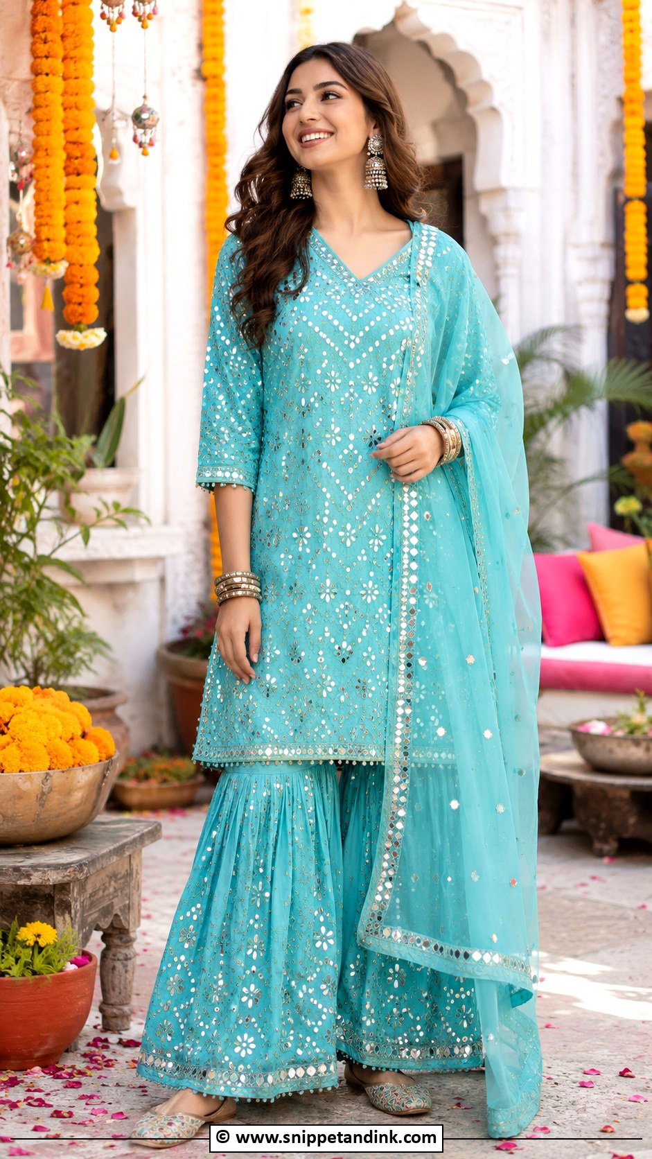 Mirror Work Kurta Set - Snippet and Ink - 25 Wedding Kurta Set for Women Ideas