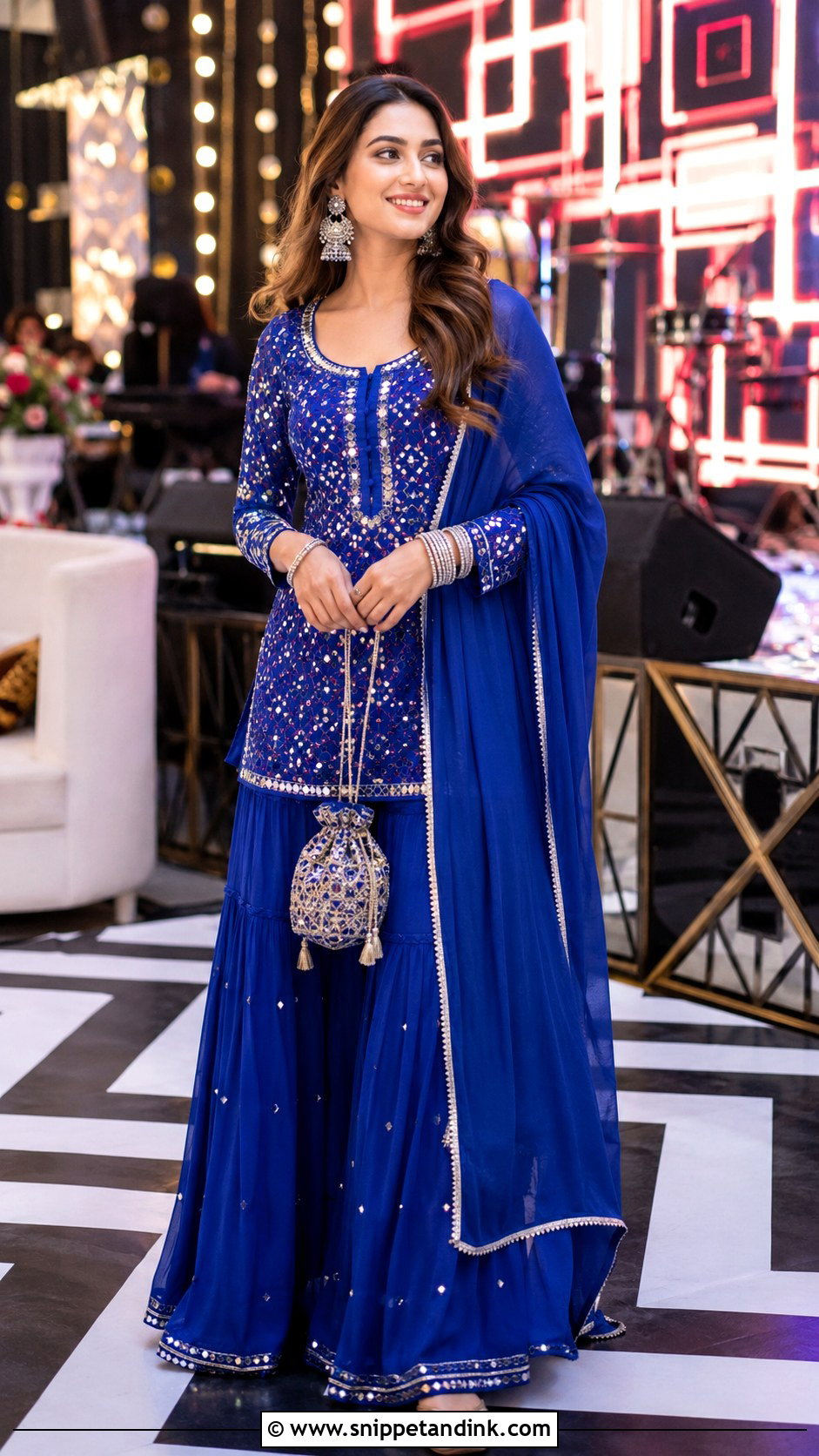 Mirror Work Kurti With Sharara - Snippet and Ink - 20 Latest Kurti Designs for Wedding