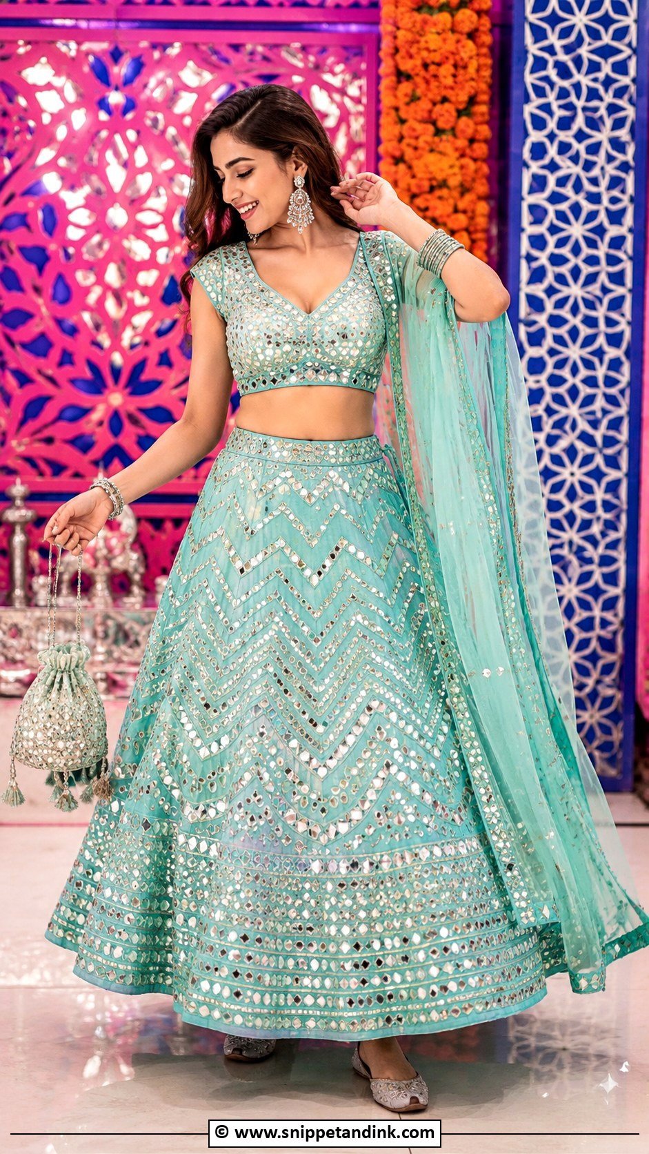 Mirror Work Lehenga - Snippet and Ink - 30 Indian Wedding Dresses