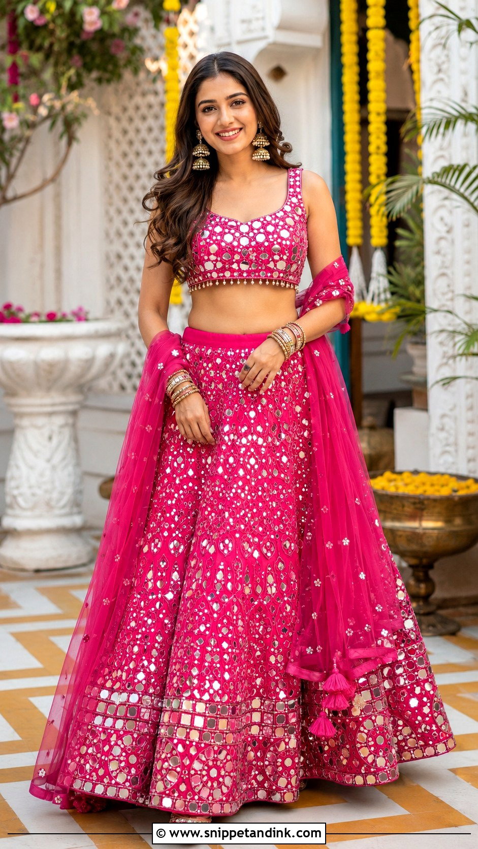 Mirror Work Lehenga - Snippet and Ink - 25 Indian Wedding Dresses for Women