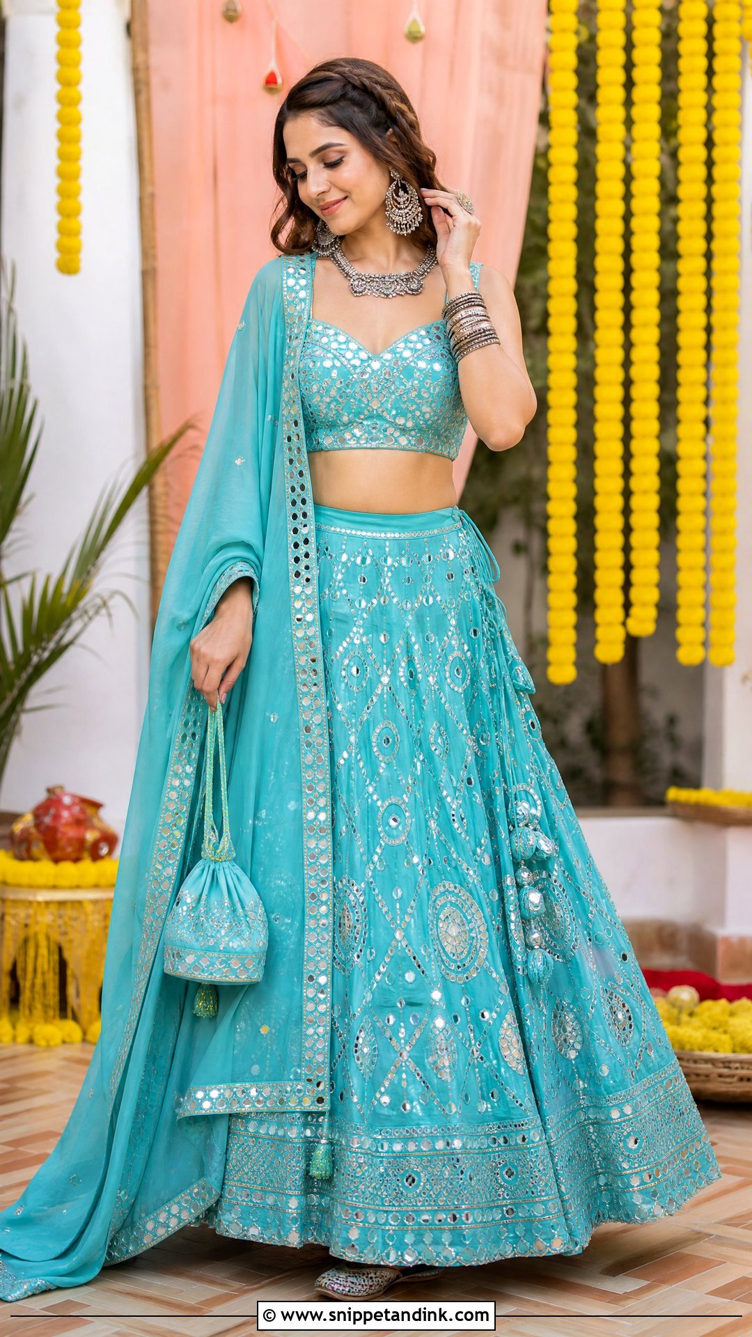 Mirror Work Lehenga Dress - Snippet and Ink - 25 Latest Indian Style Wedding Dresses