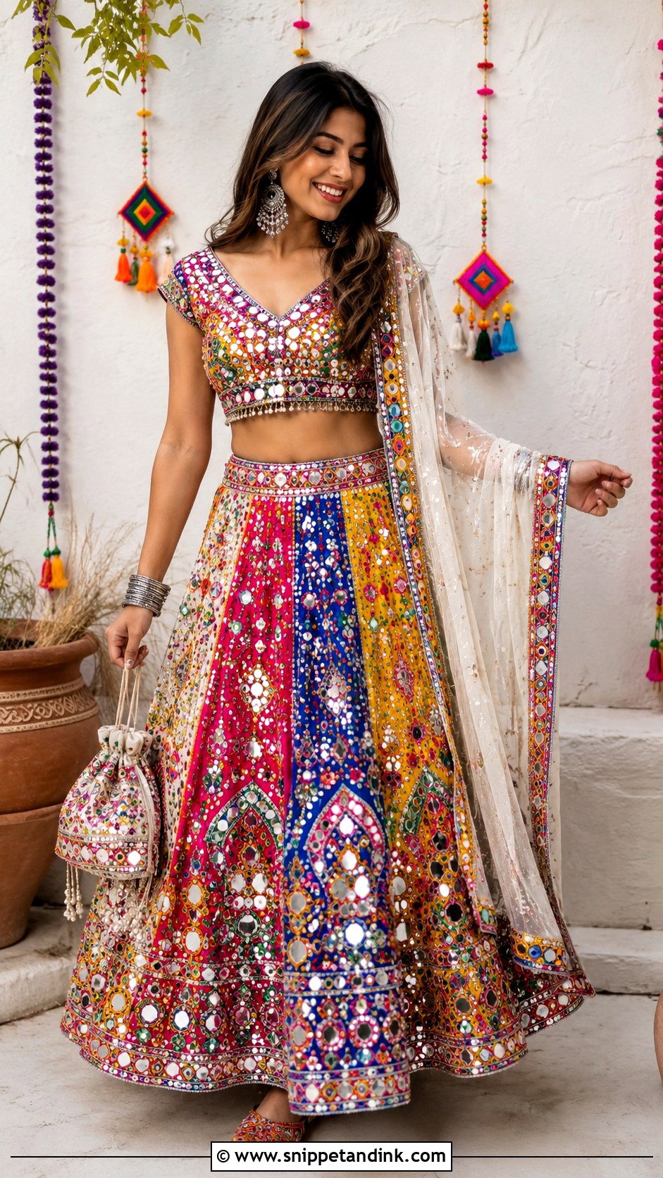 Mirror Work Lehenga Festive Outfit - Snippet and Ink - 25 Indian Festive Outfits