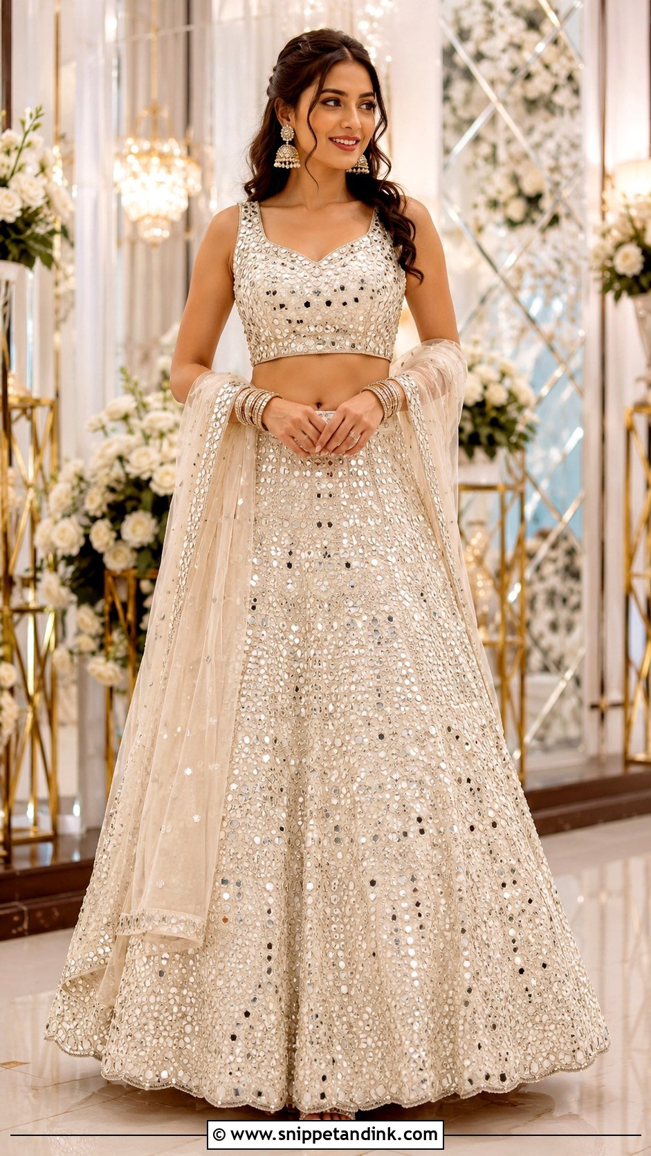 Mirror Work Lehenga For Engagement - Snippet and Ink - 30 Indian Engement Dress Ideas