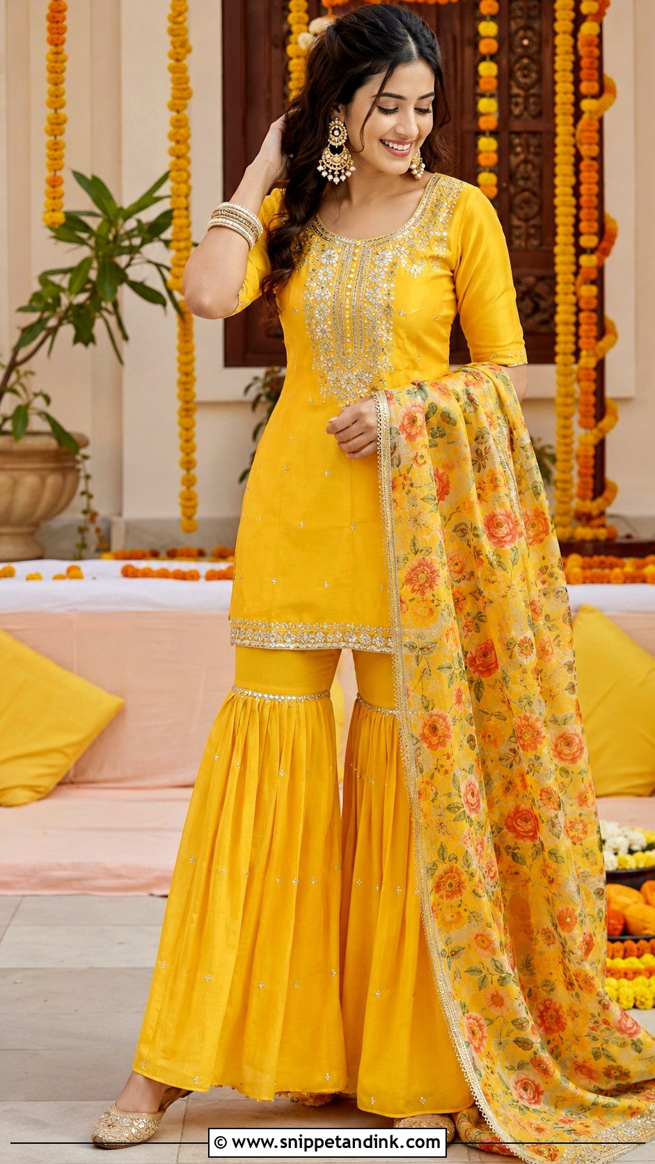 Mirror Work Lehenga For Haldi - Snippet and Ink - 30 Haldi Dresses