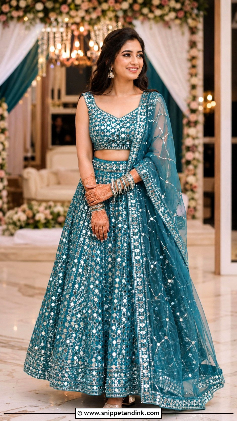 Mirror Work Lehenga For Roka Bride - Snippet and Ink - 30 Roka Ceremony Outfits for Bride