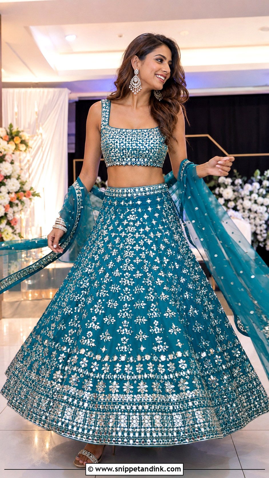 Mirror Work Lehenga For Sangeet - Snippet and Ink - 25 Modern Indian Wedding Outfits Sisters