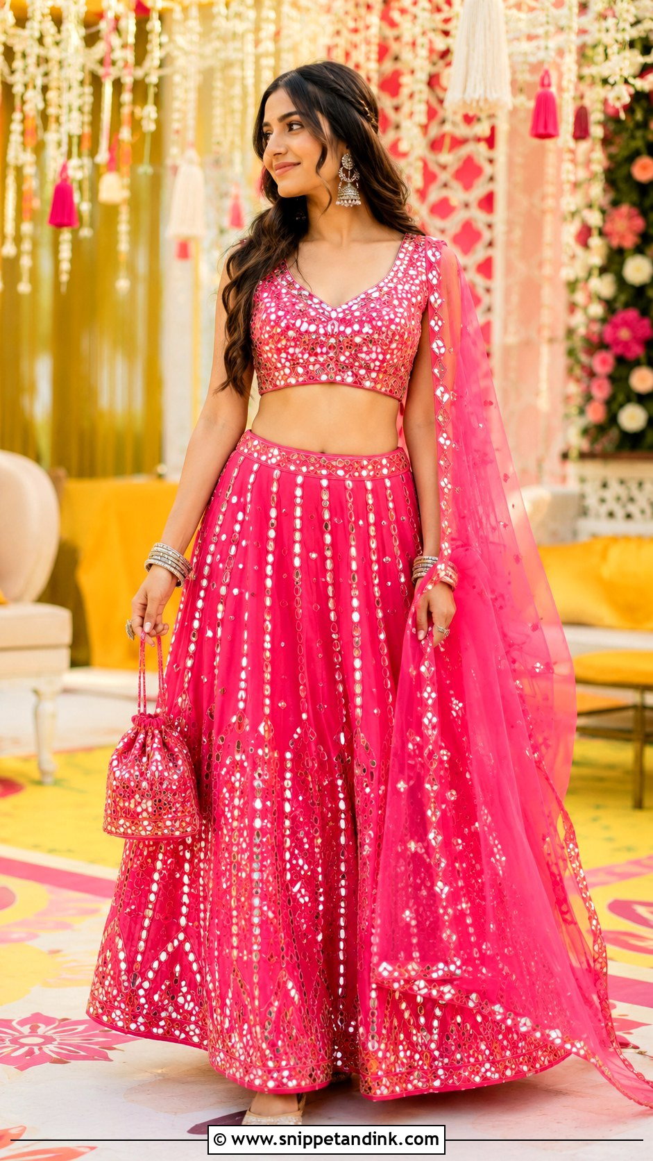 Mirror Work Lehenga For Sangeet - Snippet and Ink - 25 Sangeet Dress Ideas
