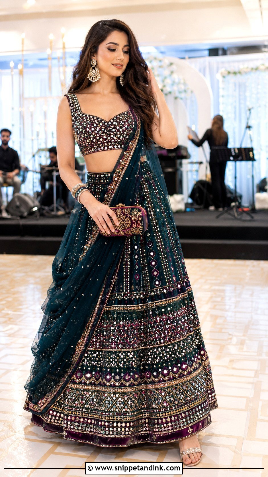 Mirror Work Lehenga For Sangeet - Snippet and Ink - 20 Indian Wedding Ethnic Dresses Ideas