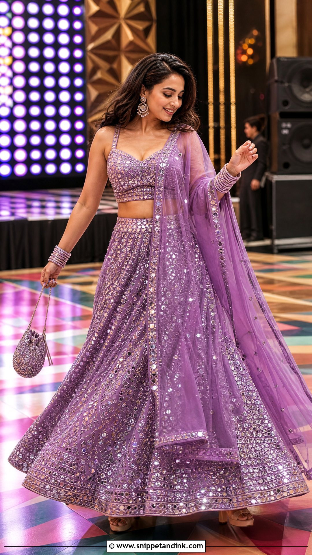 Mirror Work Lehenga For Sangeet - Snippet and Ink - 20 Trendy Indian Wedding Outfits