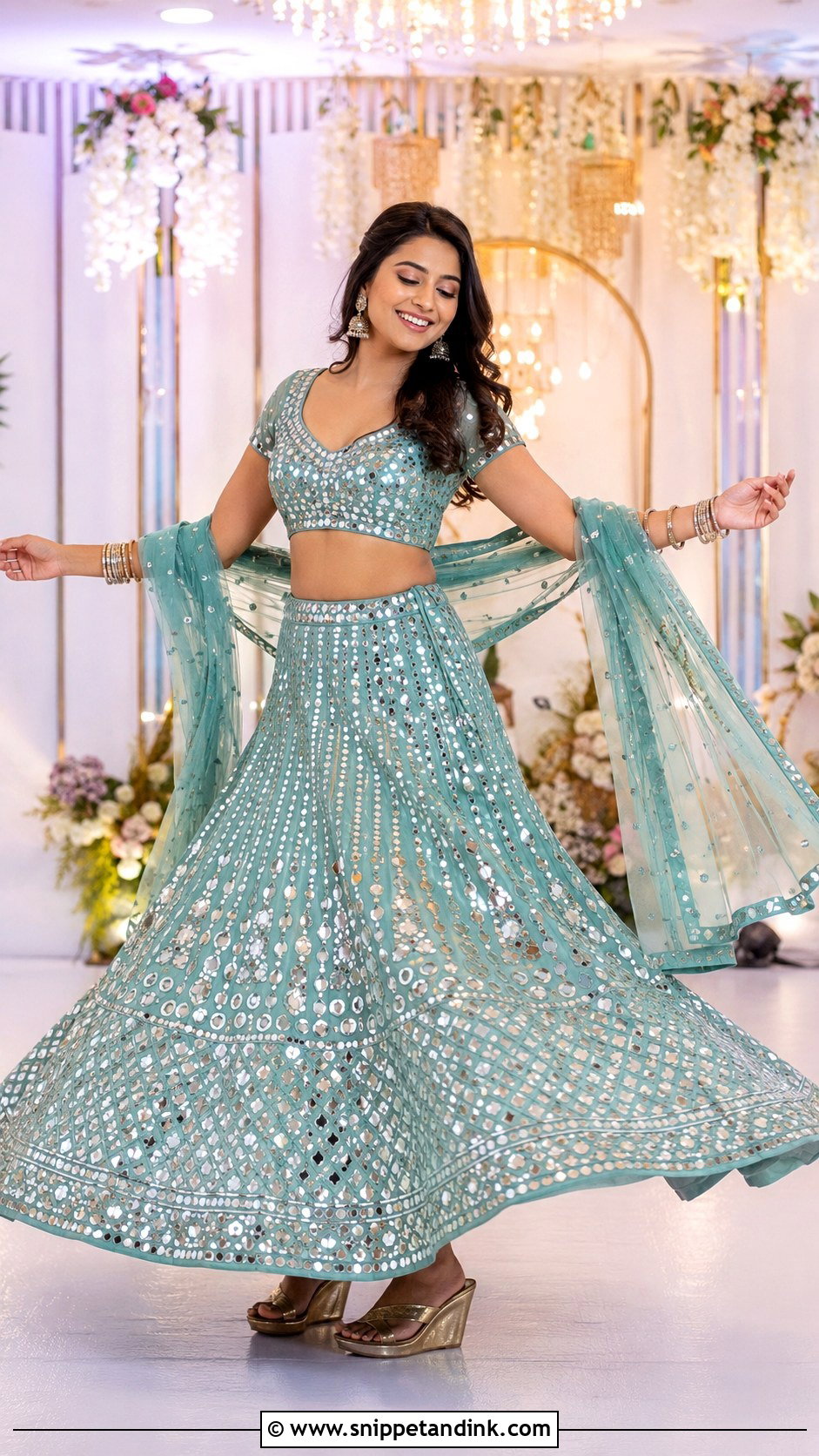 Mirror Work Lehenga For Sangeet - Snippet and Ink - 25 Indian Best Friend Wedding Outfit Ideas