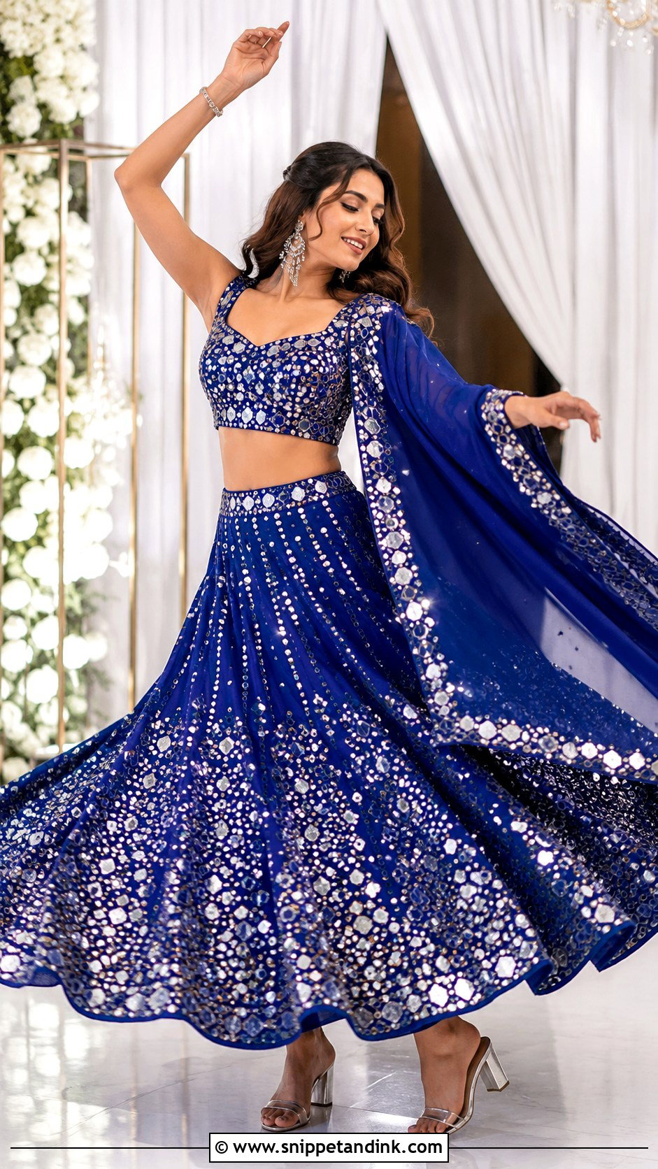 Mirror Work Lehenga For Sangeet Function - Snippet and Ink - 20 Marrige Function Outfit Ideas