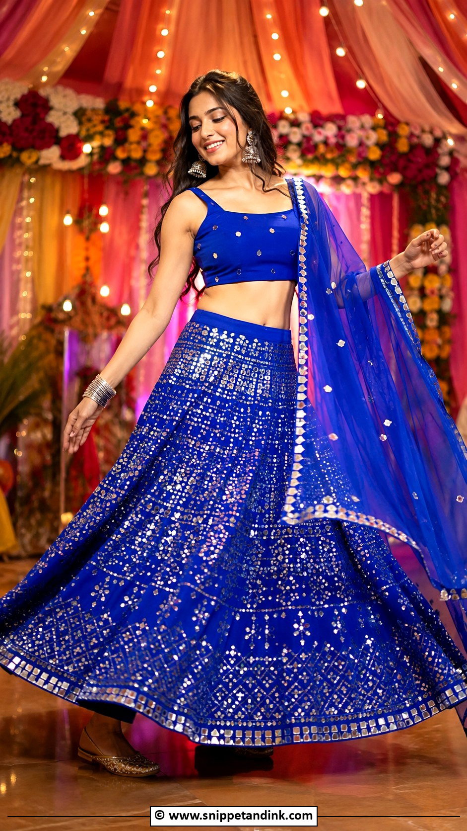 Mirror Work Lehenga For Sangeet - Snippet and Ink - 35 Sangeet Outfit Ideas
